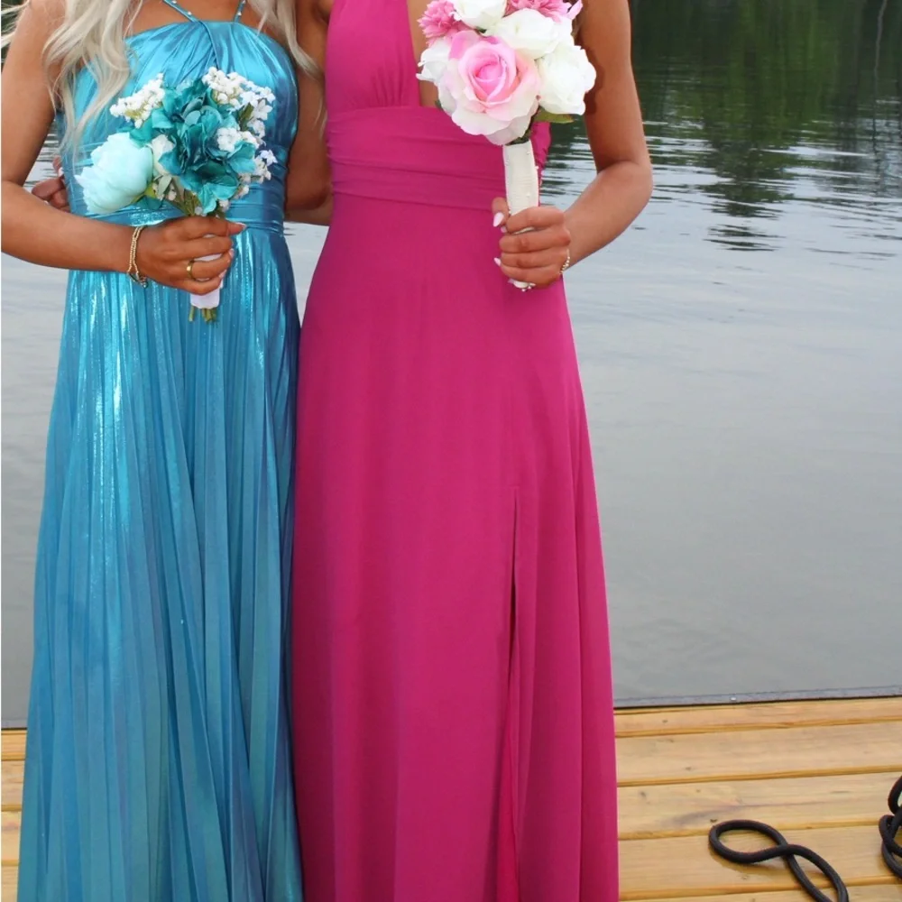 Fuchsia/Hot Pink Backless Maxi Dress - Picture 2 of 3